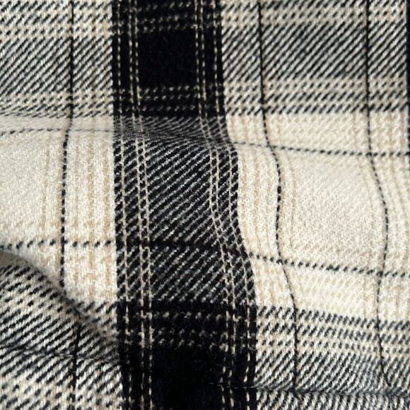 LUCKY BRAND Oversized Shacket Medium Plaid Cream Black Shirt Jacket 90s Western - Picture 8 of 12